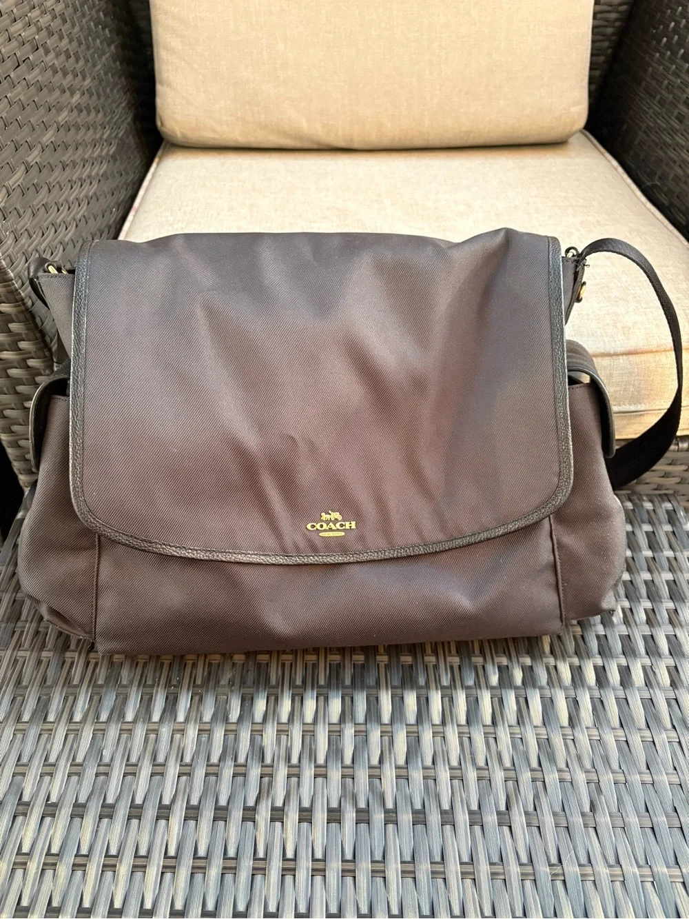 Black Coach Messenger Baby Bag